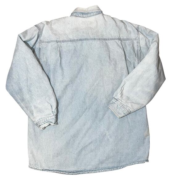 Vintage Stanley denim plaid fleece lined shirt jacket shacket men size large - Picture 2 of 8